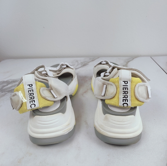 Pierre Cardin White Gray Yellow Chunky Platform Sporty Ankle Strap Sandals, 8.5 - Picture 6 of 9